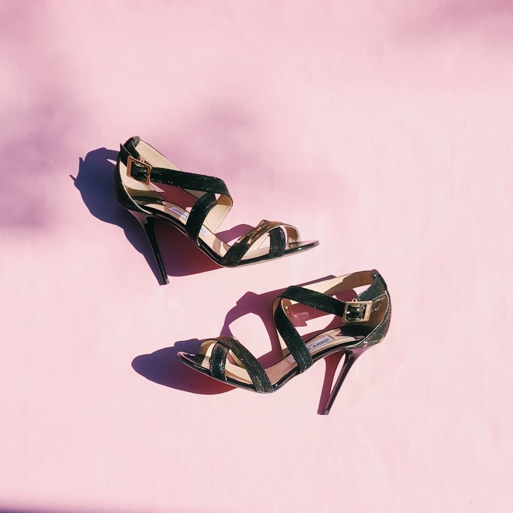 Jimmy Choo Black/Gold Zebra LamU Glitter Lottie